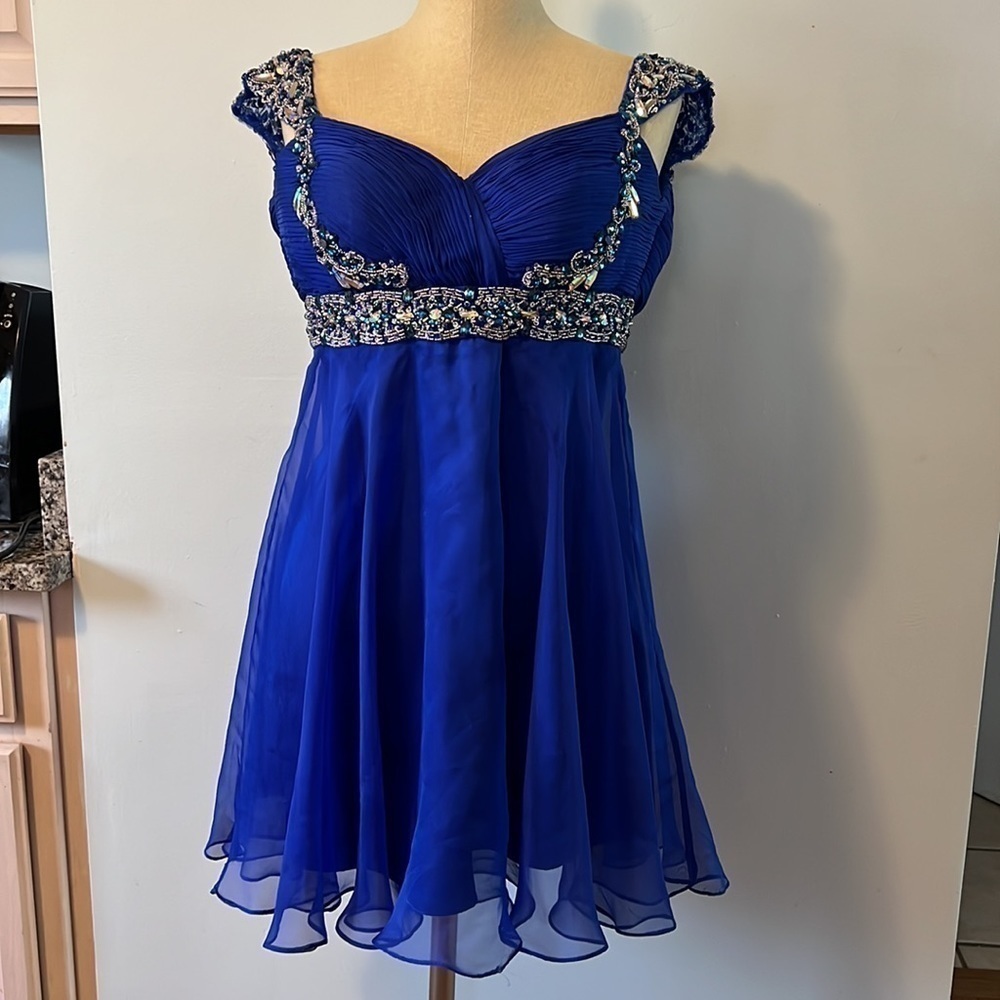 Dave & Johnny NEW Mini Chiffon Beaded Rhinestone Prom Dress Size 3/4